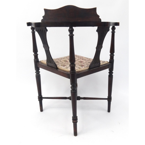 88 - Edwardian carved mahogany corner chair