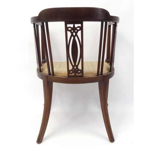 18 - Edwardian inlaid mahogany tub chair