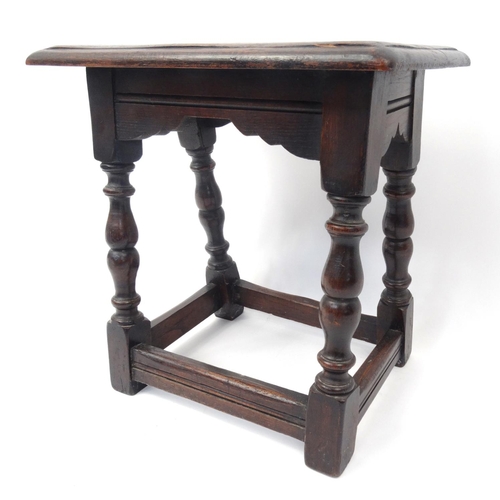 49 - Antique style oak joynt stool, 47cm high x 45cm wide x 30cm deep