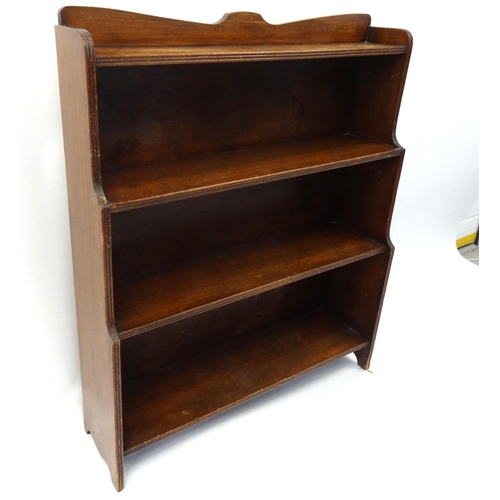 72 - Wooden four shelf waterfall bookcase, 91cm high x 76cm wide x 20cm deep