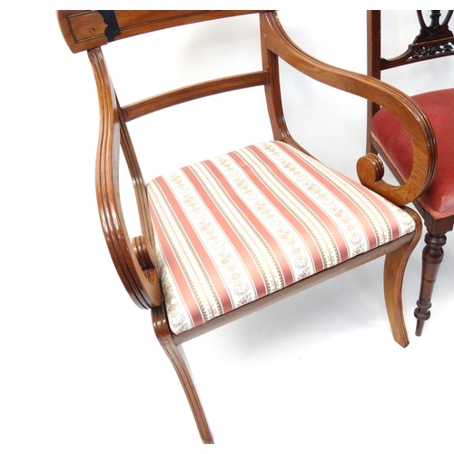 64 - Three antique occasional chairs including an inlaid Edwardian bedroom chair