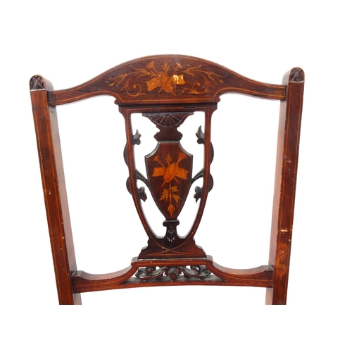 64 - Three antique occasional chairs including an inlaid Edwardian bedroom chair