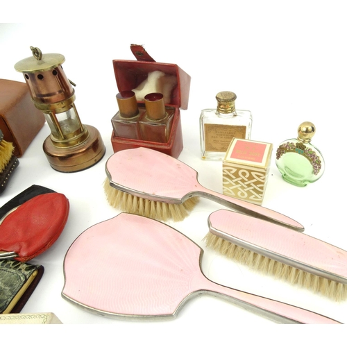 439 - Small selection of ladies coin purses, scent bottles, dressing table brushes etc