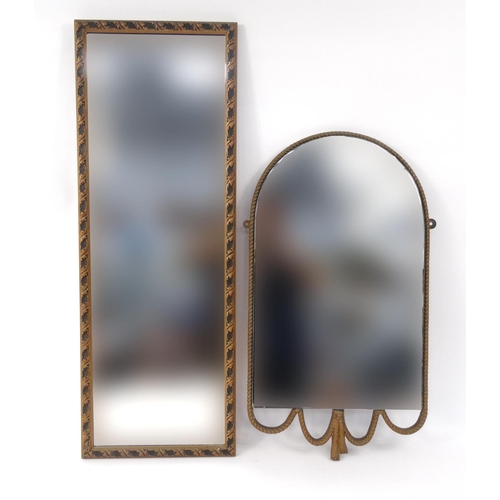 177 - Two gilt framed wall hanging mirrors