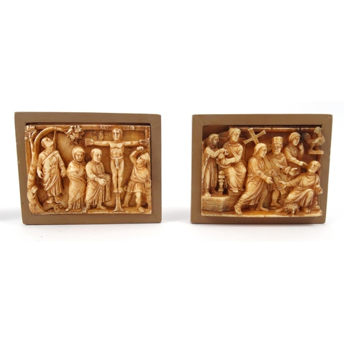 531 - Modern figure of a British Chieftain and a box set of four resin panels depicting classical figures ... 