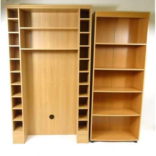 133 - Two light wood open book cases, the larger 191cm high x 110cm wide x 29cm deep