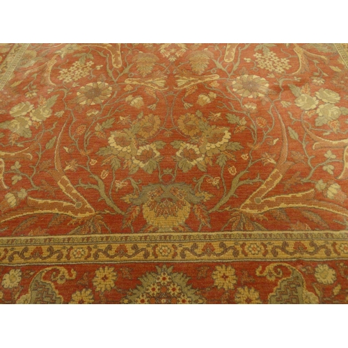 44 - Vespucci salmon ground floral rug, approximately 300cm x 200cm