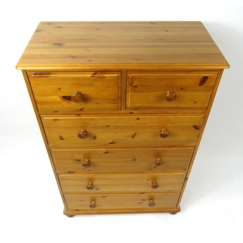 20 - Pine six drawer chest, 113cm high x 76cm wide x 40cm deep