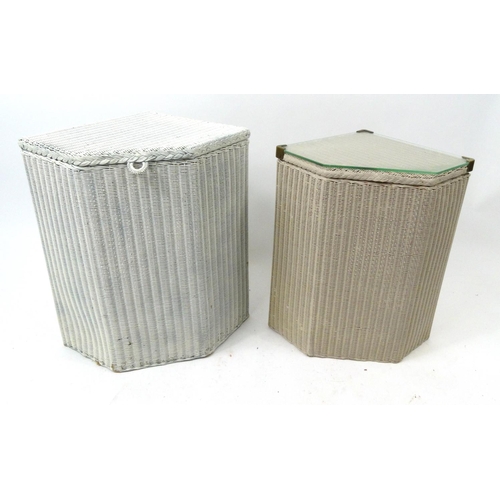 111 - Two Lloyd Loom wicker laundry baskets, the larger 58cm high