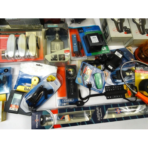 495 - Two boxes of mostly as new electrical items, tools and car accessories including halogen spot lights... 