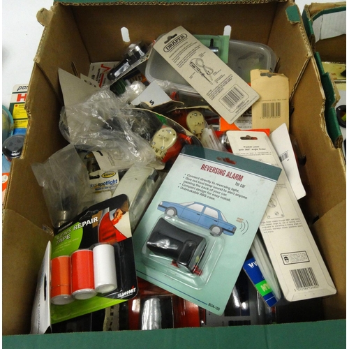 529 - Two boxes of mostly as new electrical items and tools car accessories, including torches, sockets, c... 