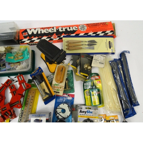 230 - Two boxes of mostly as new tools, electrical items and car accessories, including a Draper socket se... 