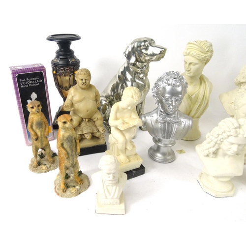 219 - Collection of decorative busts, model figures, animals  etc.