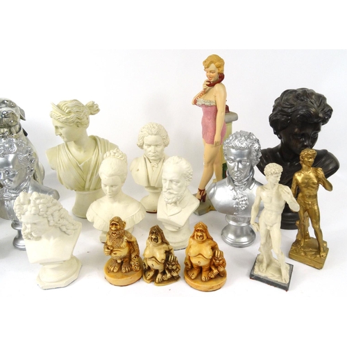 219 - Collection of decorative busts, model figures, animals  etc.