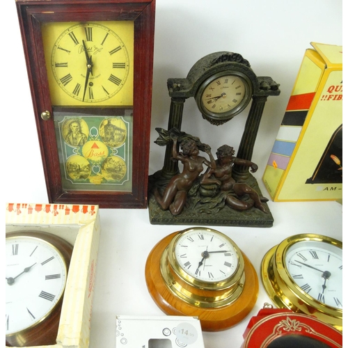 479 - Selection of decorative clocks some as new with boxes and a selection of clock movement kits