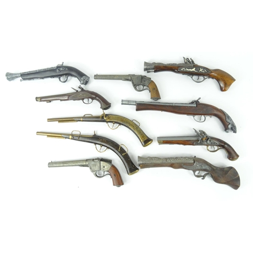 640 - Ten decorative flint lock pistols