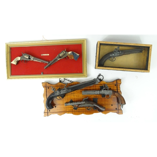 639 - Six decorative flint lock and revolver pistols