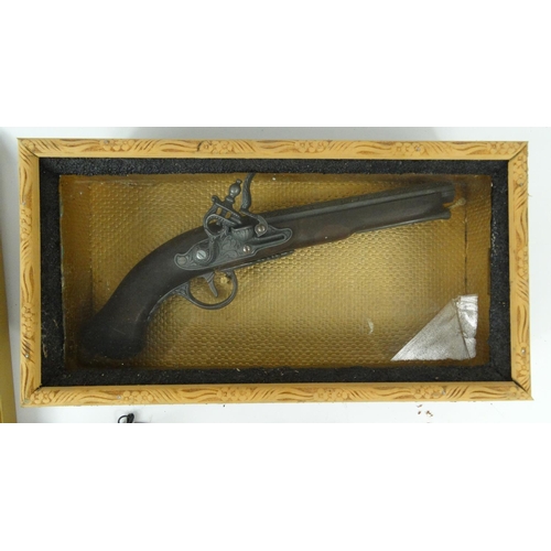 639 - Six decorative flint lock and revolver pistols