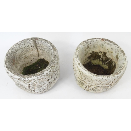 204 - Pair of stoneware garden planters, 24cm high x 29cm diameter