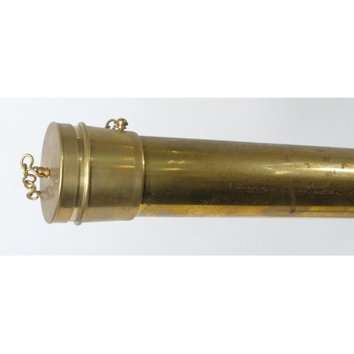 628 - Brass and wooden floor standing telescope