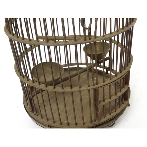 206 - Victorian brass bird cage, approximately 48cm high