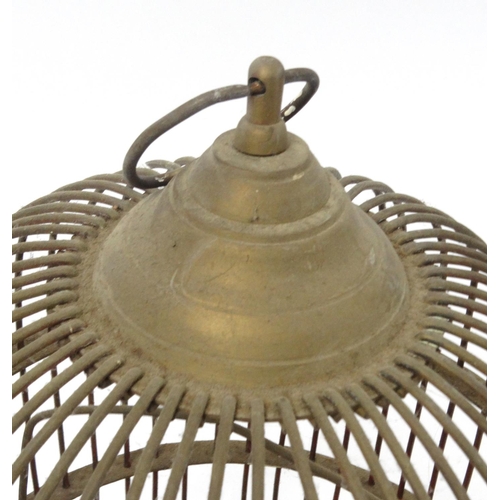 206 - Victorian brass bird cage, approximately 48cm high