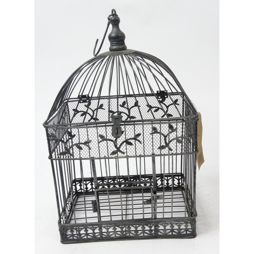 339 - Three metal and wooden bird cages, the larger 46cm high