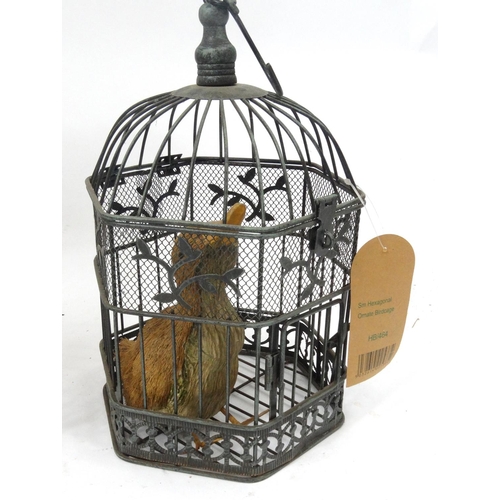 339 - Three metal and wooden bird cages, the larger 46cm high