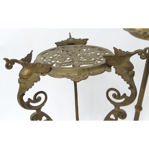 39 - Brass plant stand and smokers stand, the larger 68cm high