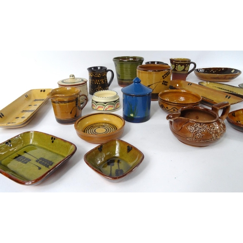 519 - Collection of Studio pottery items including, tankards, vases, dishes etc.