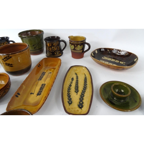 519 - Collection of Studio pottery items including, tankards, vases, dishes etc.