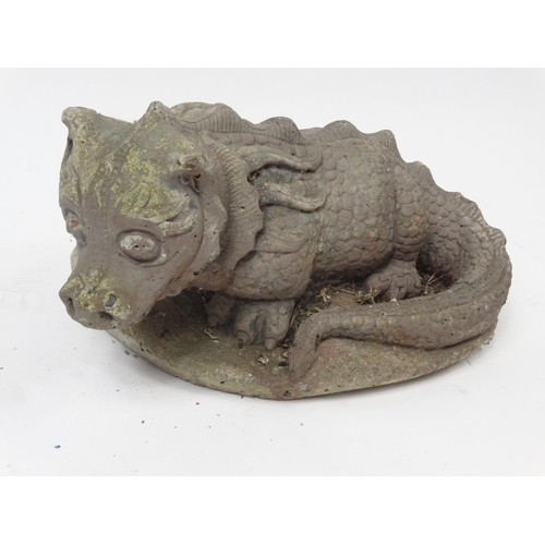 202 - Garden stoneware mythical beast, 44cm long