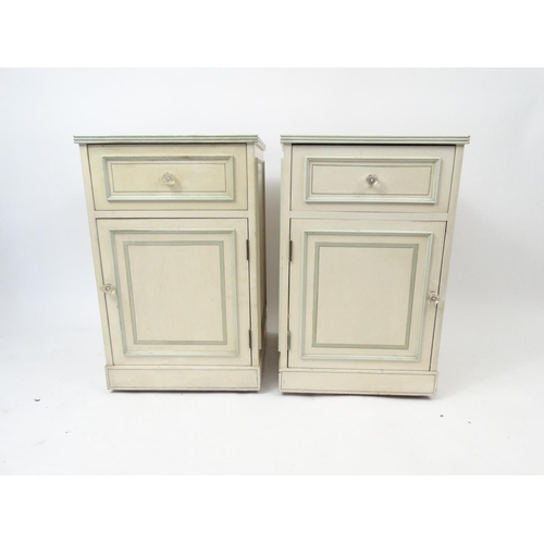 144 - Pair of shabby chic bedside cupboards, 66cm high x 42cm wide x 46cm deep