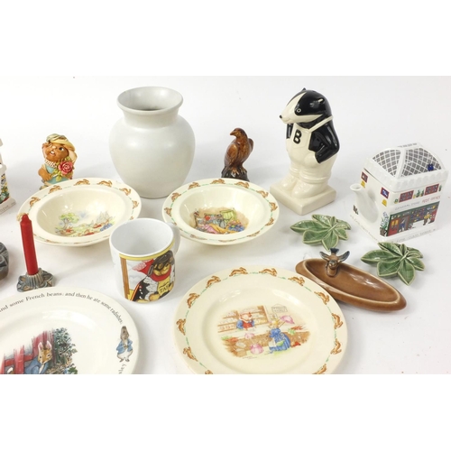 441 - Collectable china including Royal Doulton Bunnykins bowls, Wade badger money box other Wade items et... 