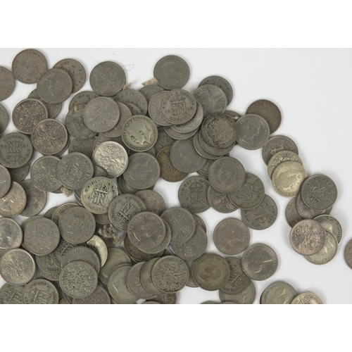 414 - Large selection of Threepenny bits and Sixpences including silver examples