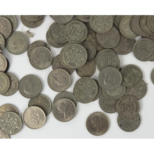 414 - Large selection of Threepenny bits and Sixpences including silver examples