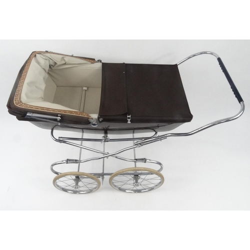 186 - Vintage Marmet pram with chrome frame and canvas cover