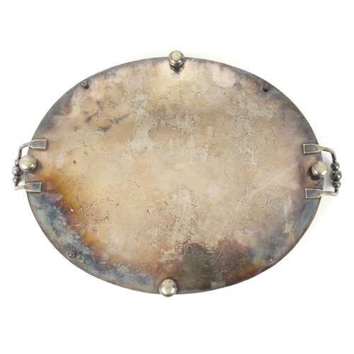 223 - Good quality silver plated twin handled galleried tray, approximately 56cm long