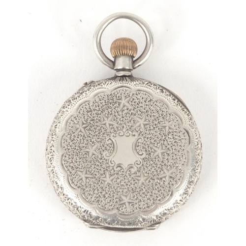 370 - Ladies 935 grade silver pocket watch with enamelled dial