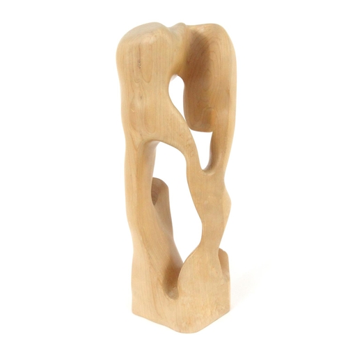 548 - Henry Moore style modernist wooden sculpture, 36cm high