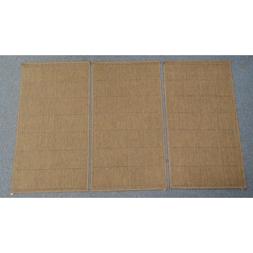 93A - Three checked flat weave rugs, approximately 146cm x 80cm