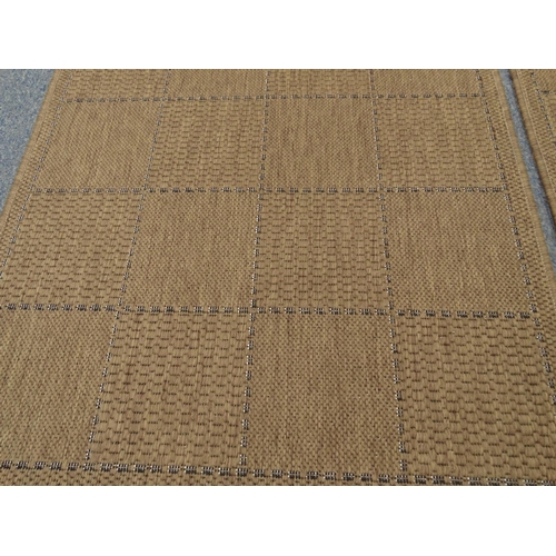 93A - Three checked flat weave rugs, approximately 146cm x 80cm