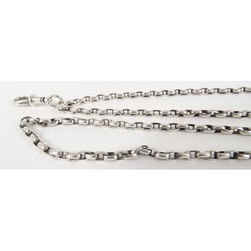 375 - White metal long guard chain, 80cm long