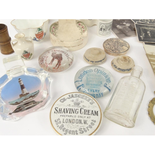 442 - Selection of mostly Eastbourne advertising items, including stoneware storage jars, crested china, p... 