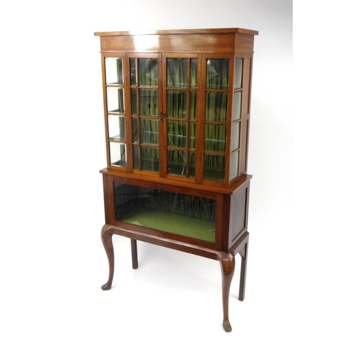 2032 - Mahogany display cabinet with bevelled glass panels, 165cm high x 85cm wide x 33cm deep