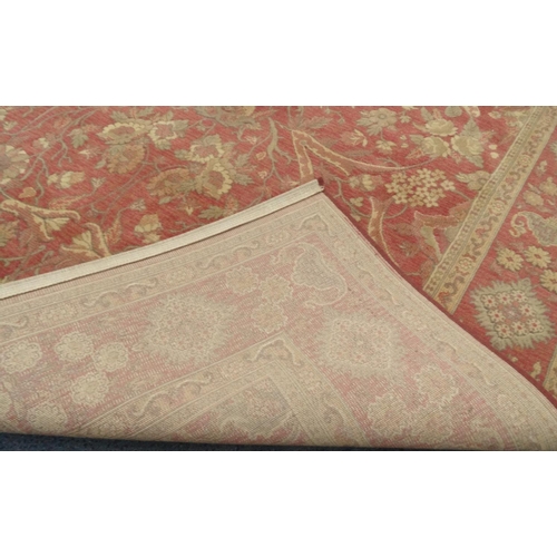 44 - Vespucci salmon ground floral rug, approximately 300cm x 200cm