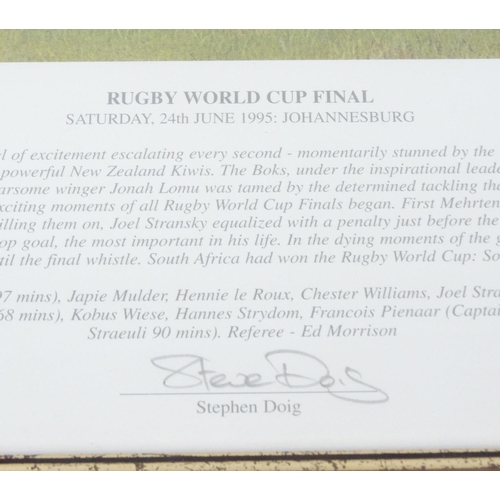 333 - Pencil signed limited edition print rugby World Cup Final, Saturday 24th June 1995 Johannesburg, sig... 