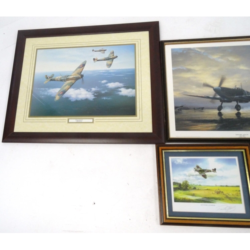 342 - Five framed prints of Spitfires, all mounted and framed