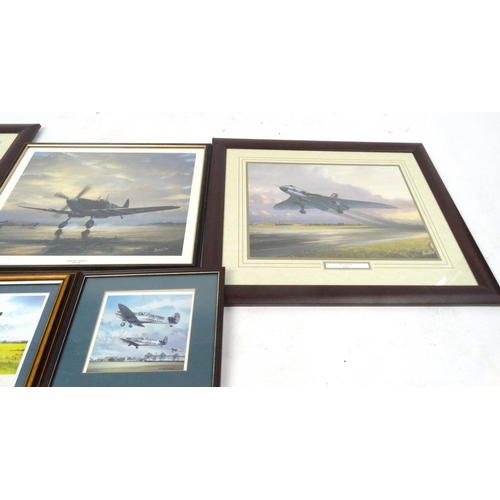 342 - Five framed prints of Spitfires, all mounted and framed