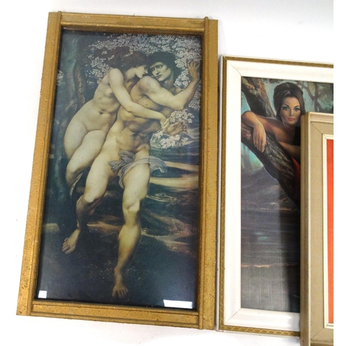 327 - Five large prints of nude and semi-nude females, the largest approximately 100cm x 58cm